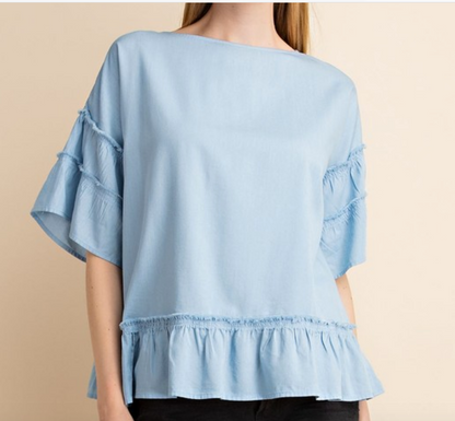 Chambray Tiered Slv Top