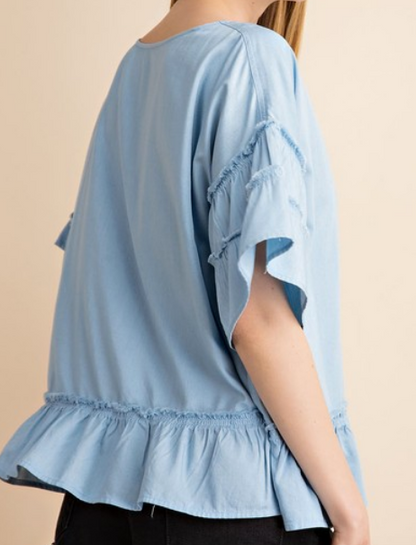 Chambray Tiered Slv Top