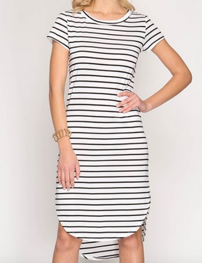S/S Striped Midi Dress