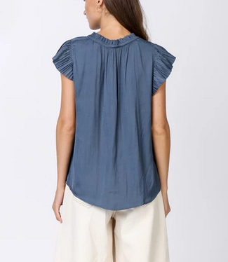 Blue Cap Pleated Blouse – Lucy Rose