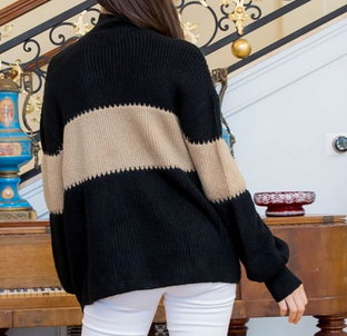 Blk/Tan Colorblock Sweater