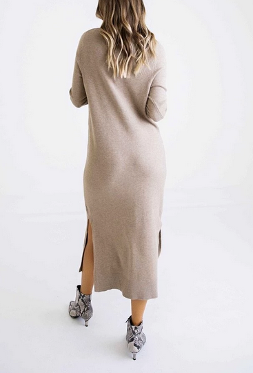 Camel Sweater Midi Dress