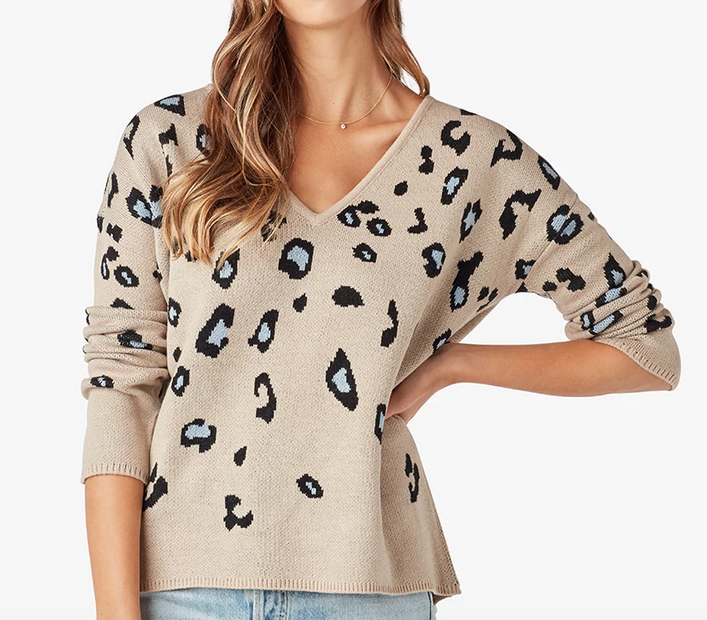 Vneck Leopard Latte Sweater