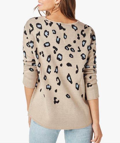 Vneck Leopard Latte Sweater