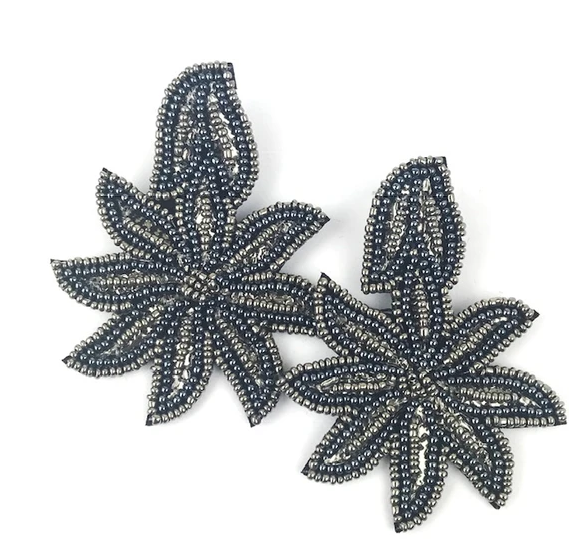 Metallic Beaded Flower Earrings