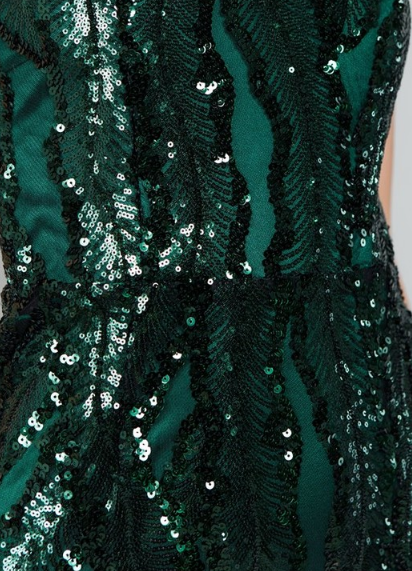 Green Sequin Strapless Long Dress