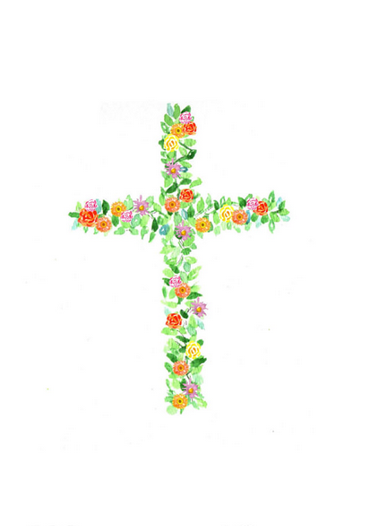 Cross with Flowers Towel