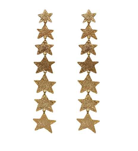 Star Drop Gold Earrings