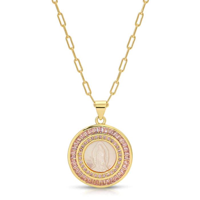 Mother Mary Necklace Pink