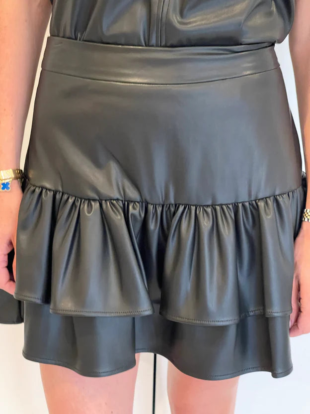 Black Faux Leather Eva Skirt