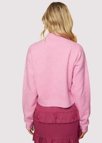 L/S Pink Cassie Mock Neck Top