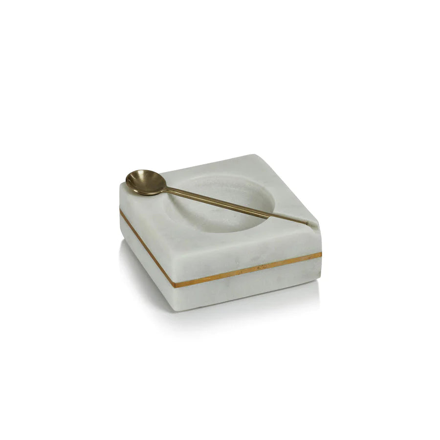White Marble Square Salt & Pepper Bowl