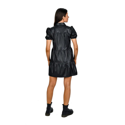Black Delaney Vegan Leather Dress