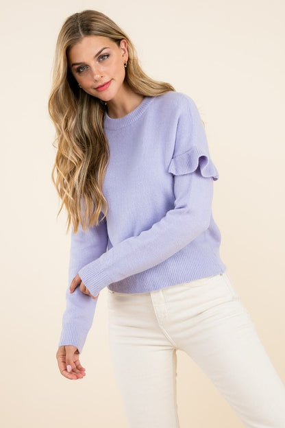 Lilac Ruffle Slv Sweater