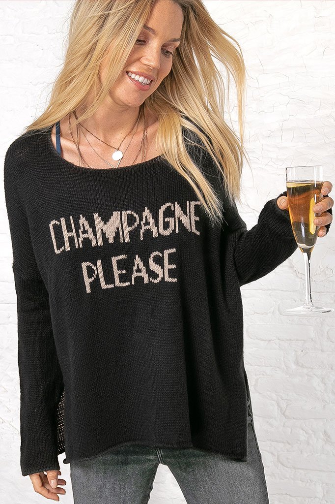 Black/Khaki Champagne Please Knit Sweater
