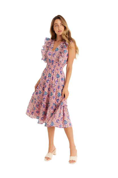 Blush Floral Ellie Midi Dress