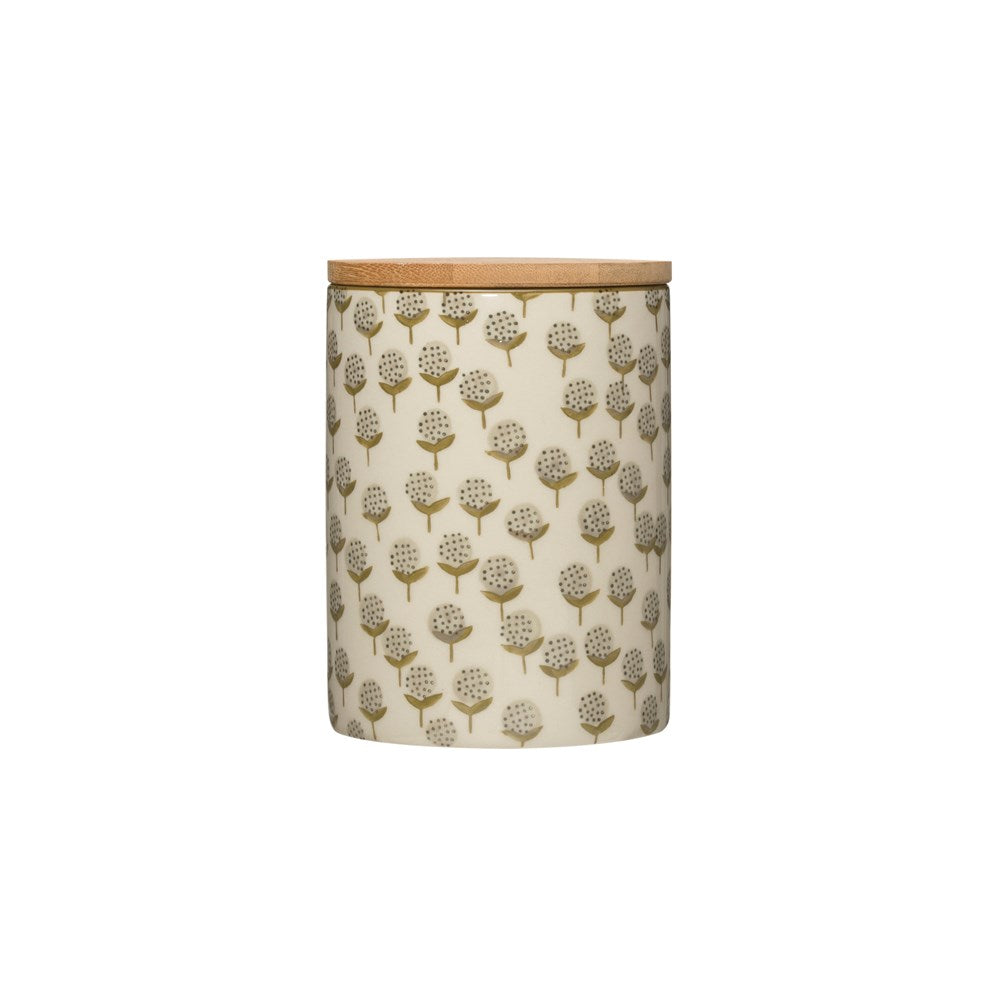 6" Floral Stoneware Canister