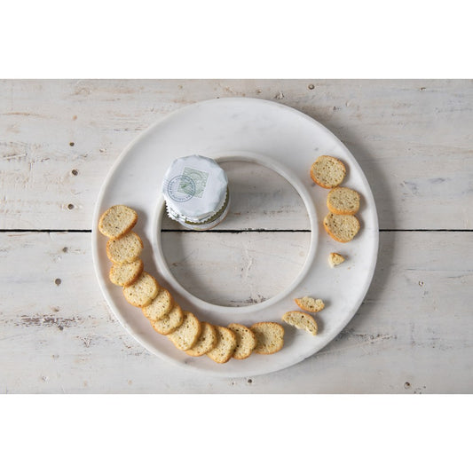 13" Round White Marble Circle Cracker/Cheese Tray