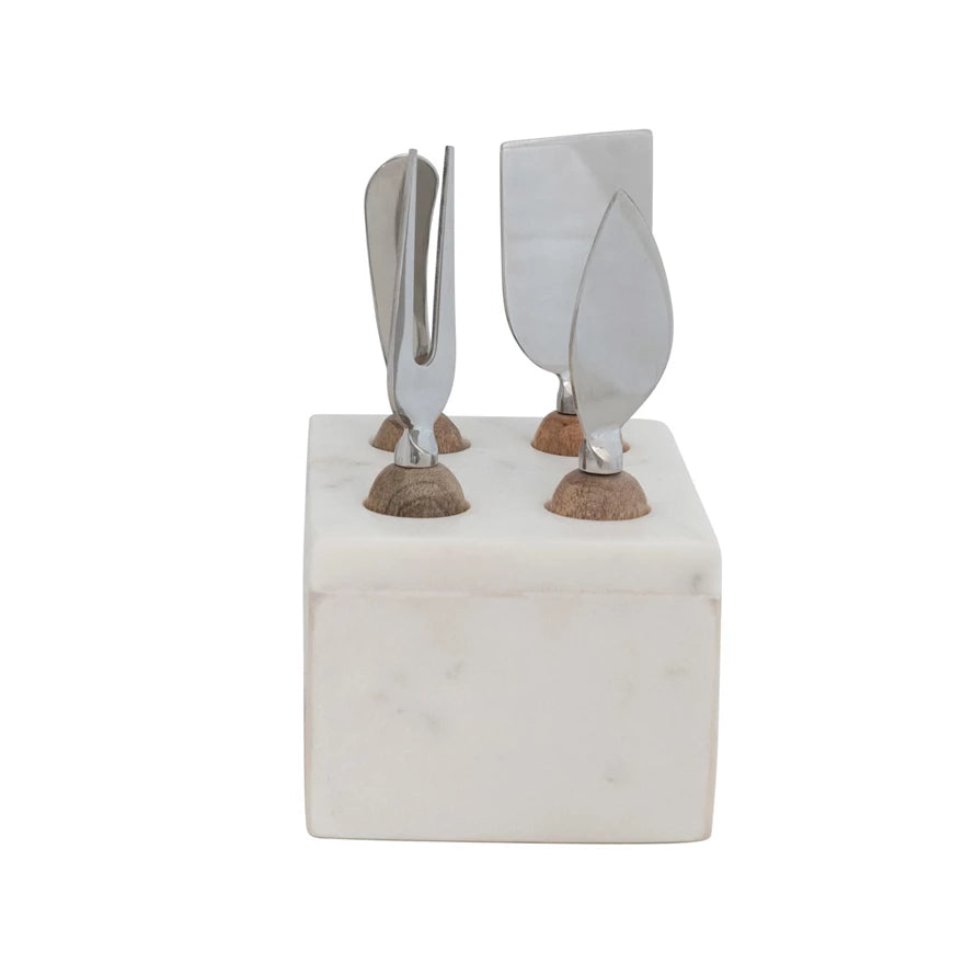 Cheese Servers Set/4 on Marble Stand