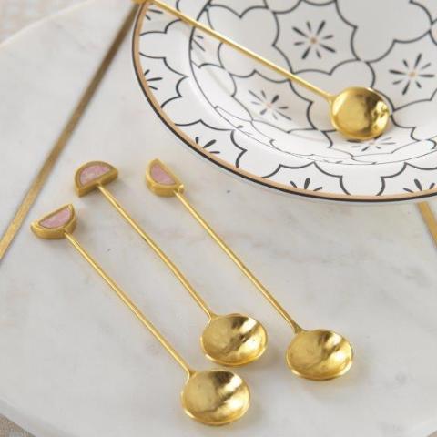 Fez Small Tea Spoons Gold & Pink