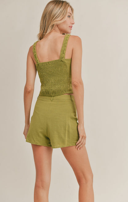 Olive Glamping Crop Tank Top