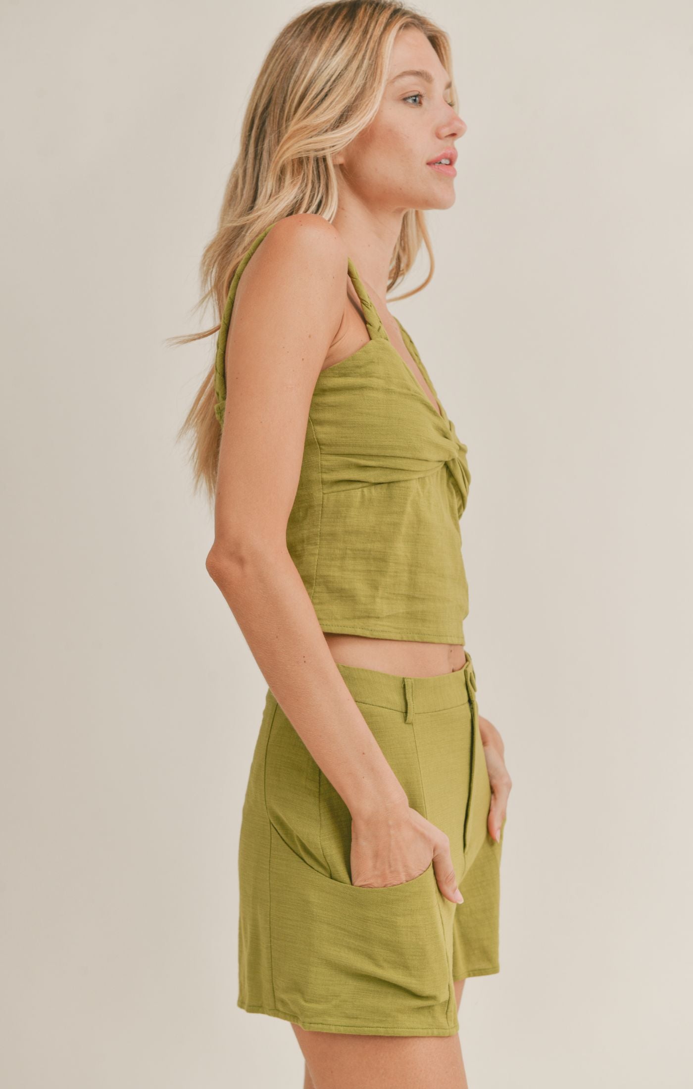Olive Glamping Crop Tank Top
