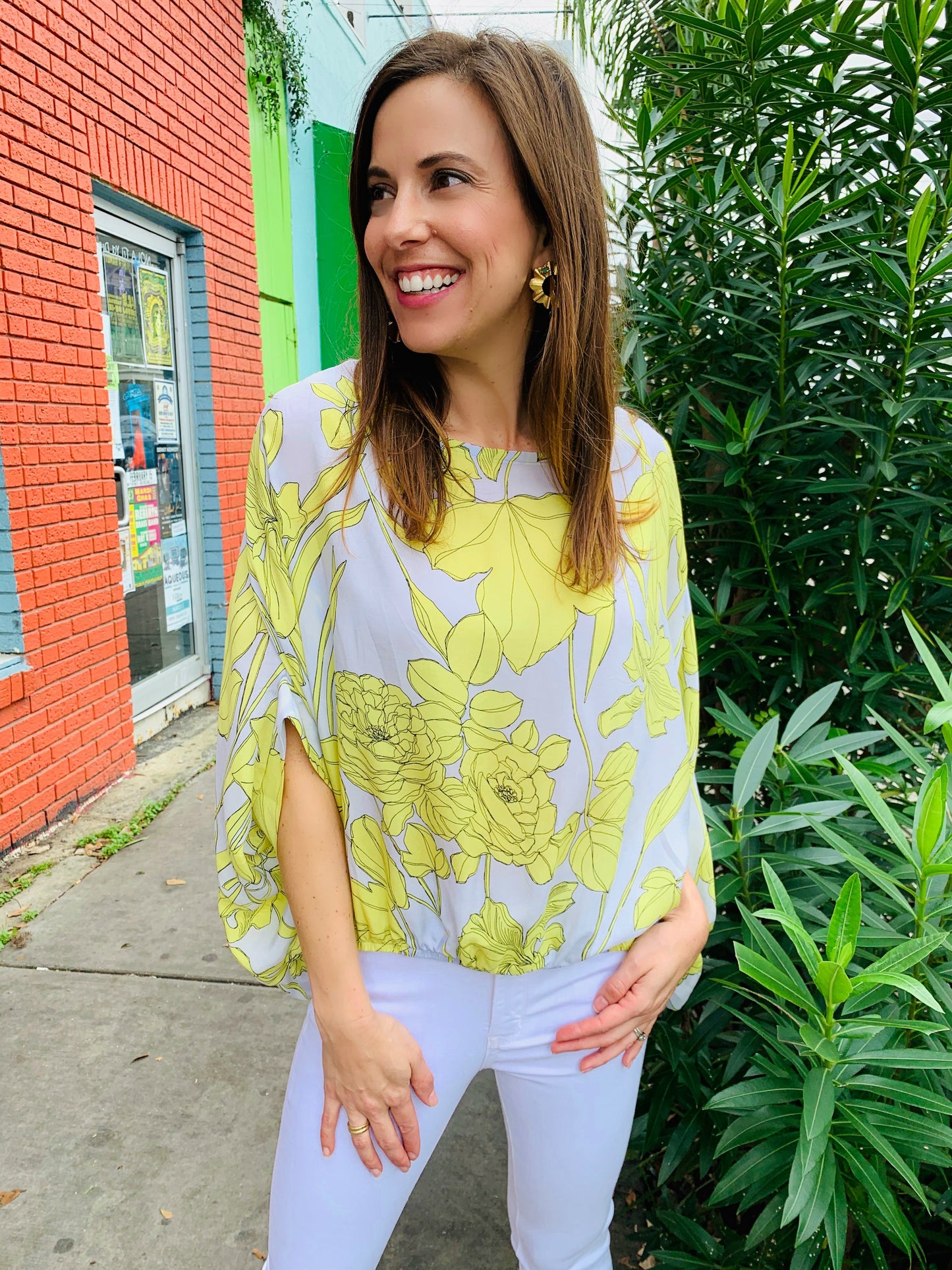 Yellow Floral Wide Body Elastic Top