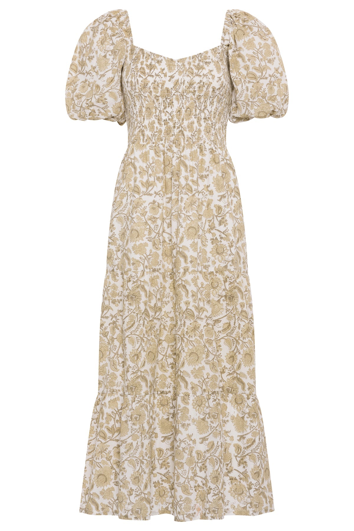Tan/Ivory Paisley Mae Midi Dress