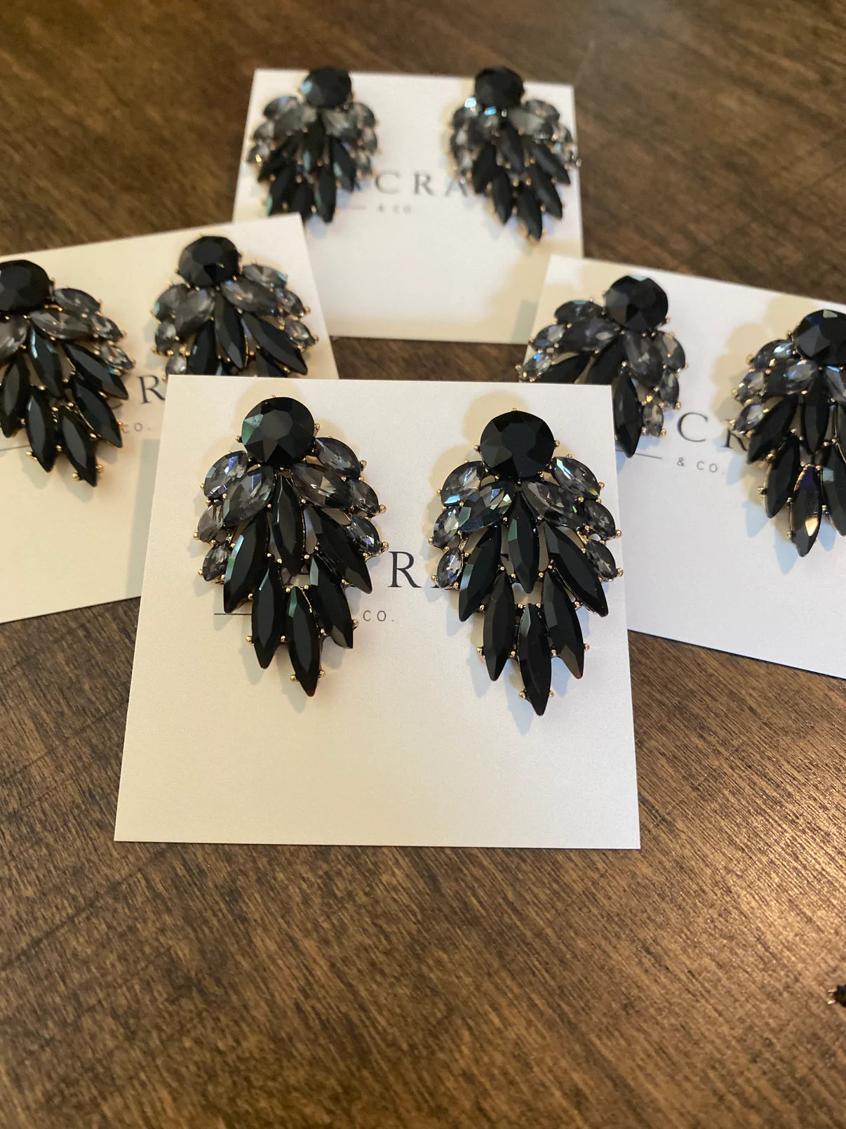 Black Cascading Jewel Earrings