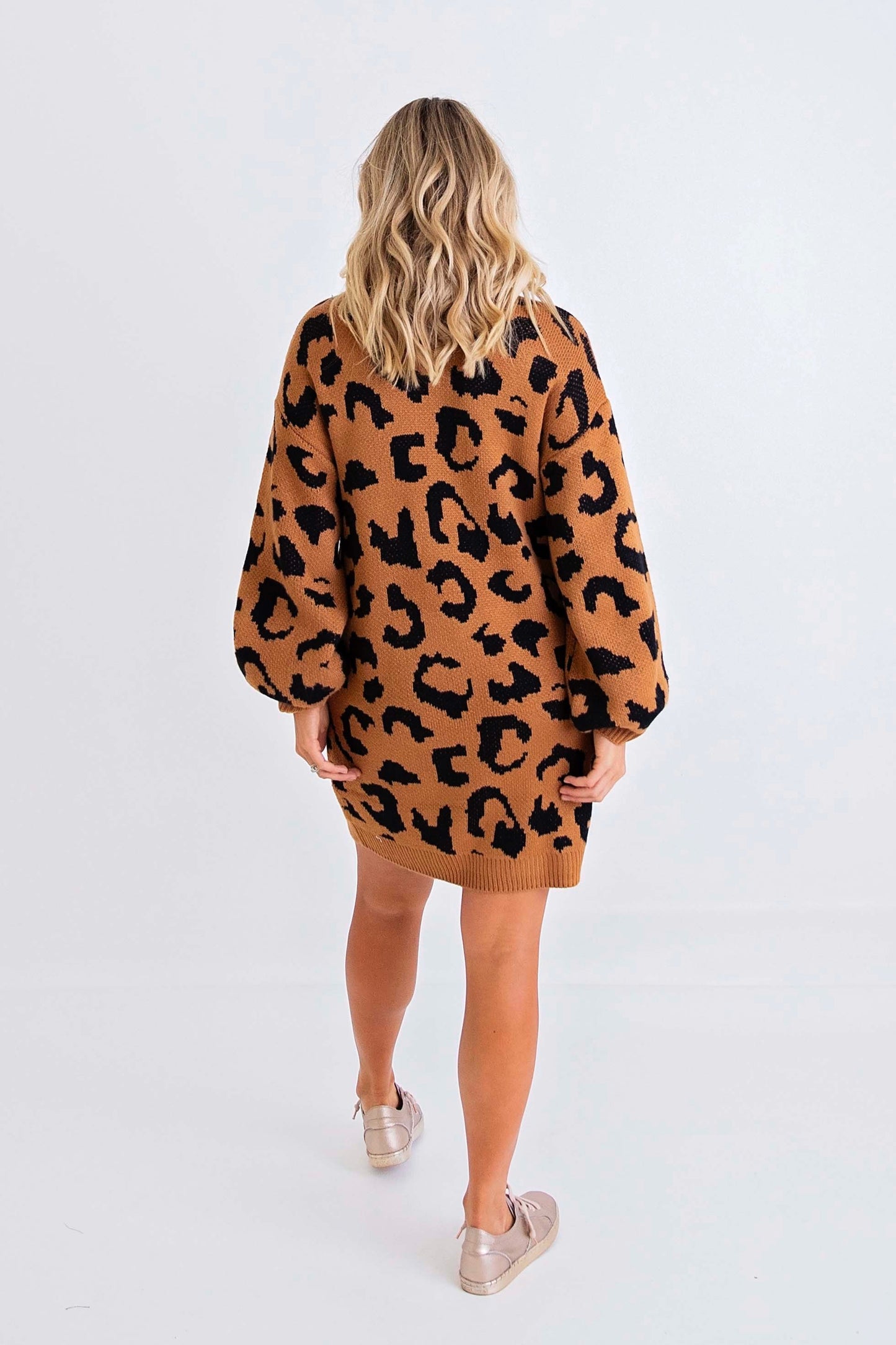 Leopard Turtleneck Sweater dress