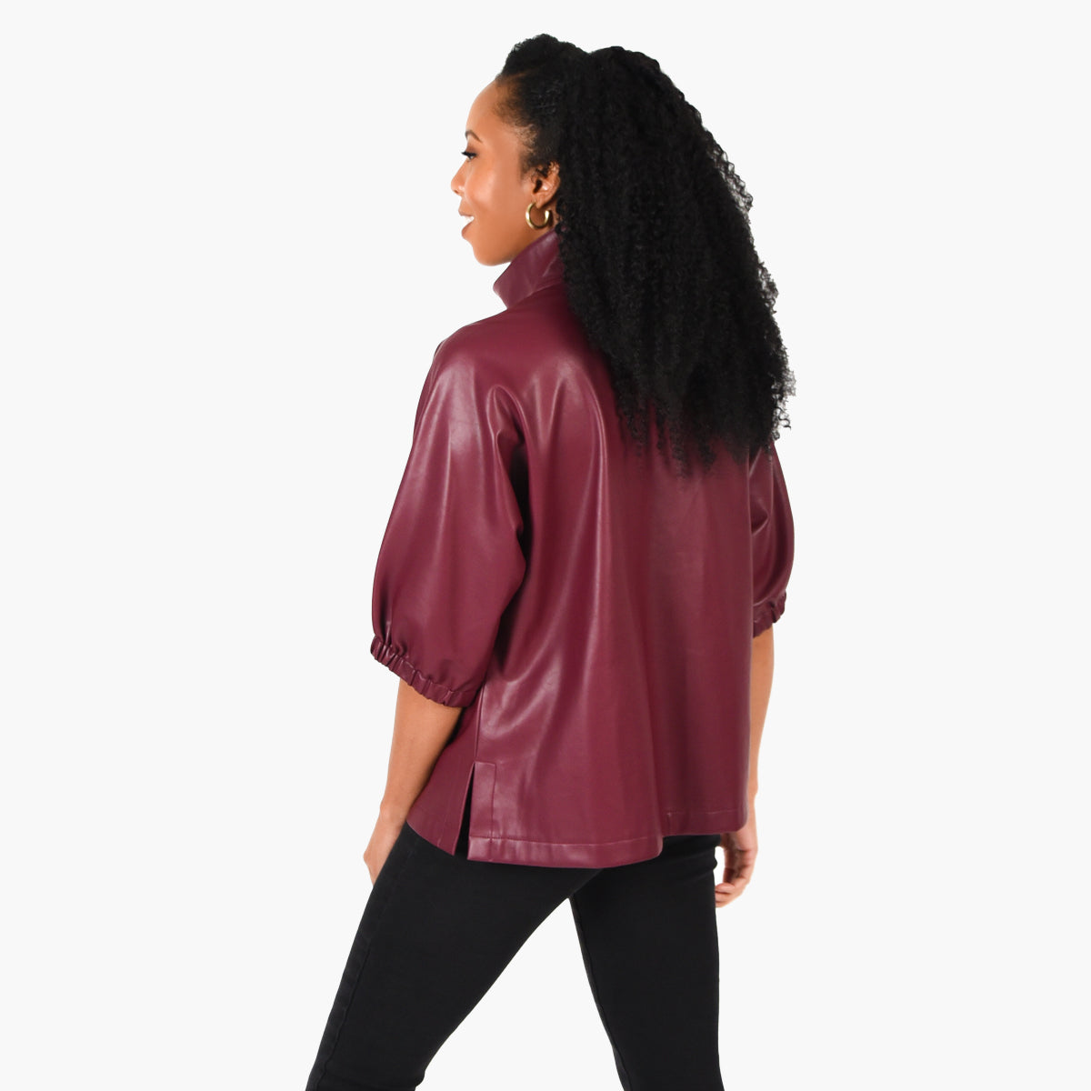 Burgundy Faux Leather Poppy Top
