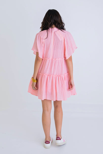 Pink Gauze Tier Boho Dress