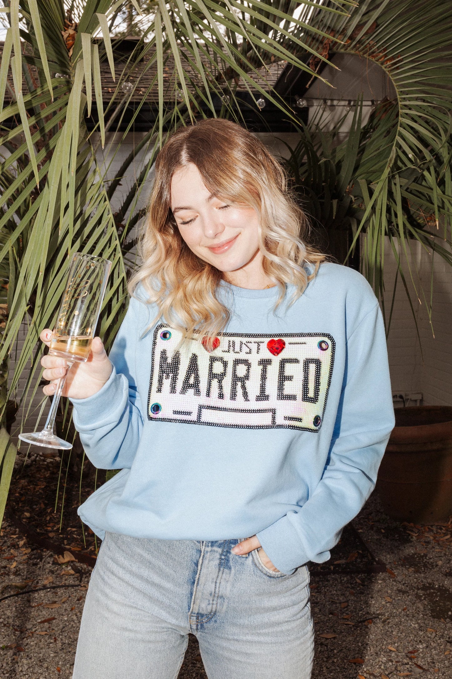 Blue Just Married Sweatshirt