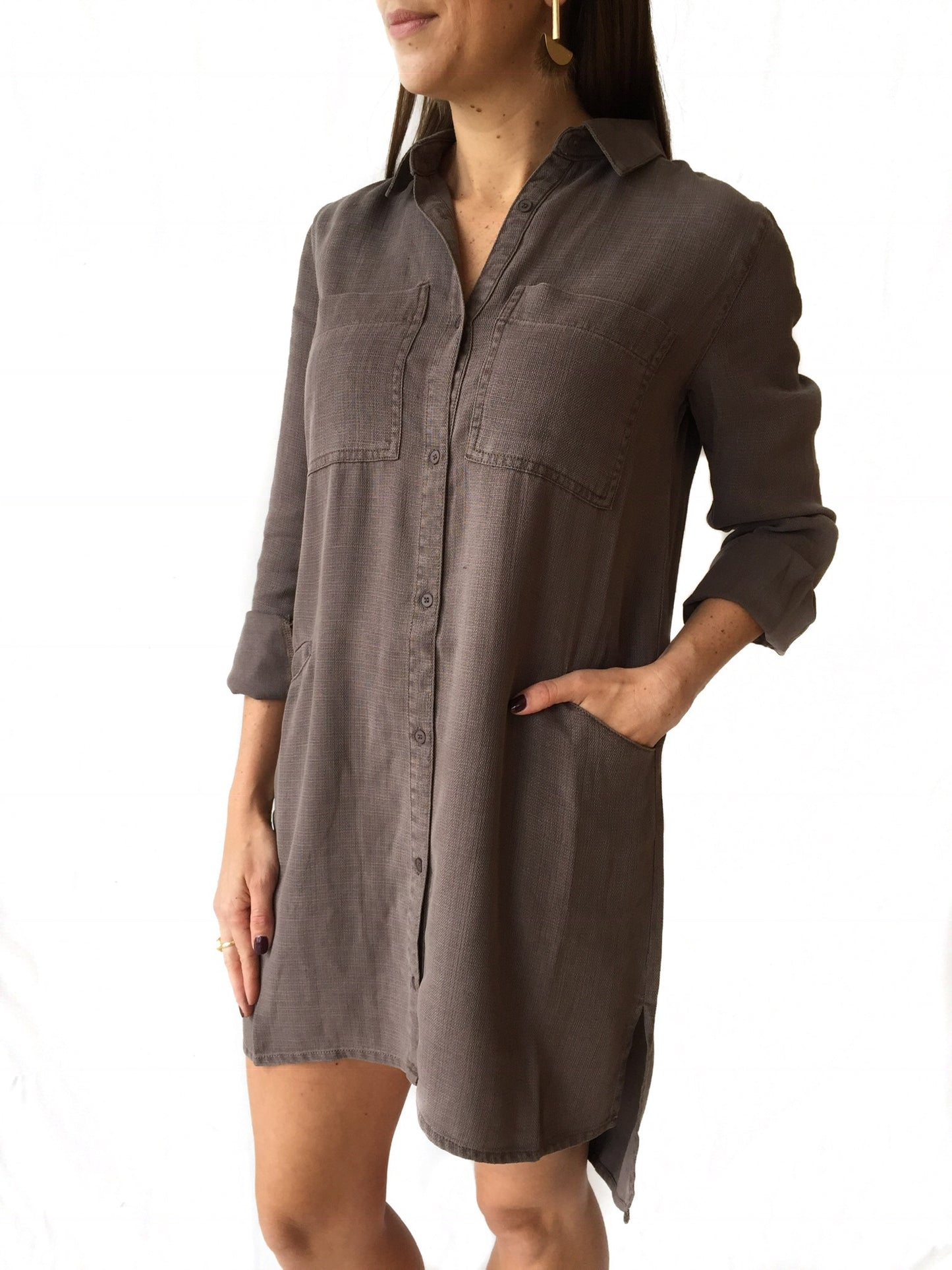 Button Down Collared L/S Dress