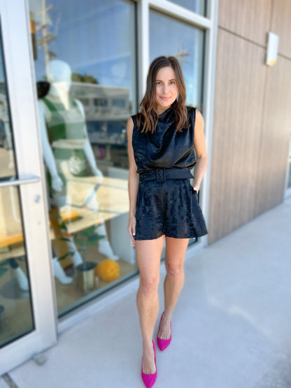 Black Belted Shorts