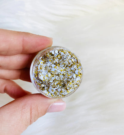 White/Gold Glam Glitter Gel
