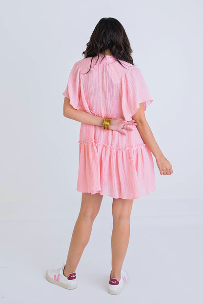 Pink Gauze Tier Boho Dress
