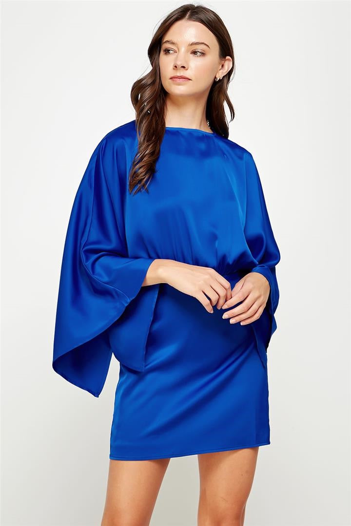 Classic Blue Kimono L/S Mini Dress