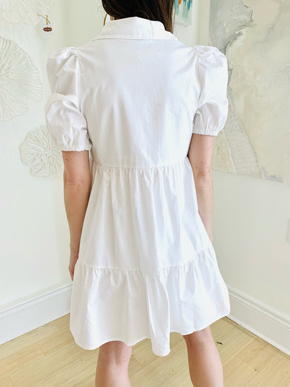White S/S Poplin Collar Dress
