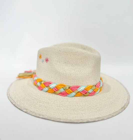 White Multicolor Rope Band Hat