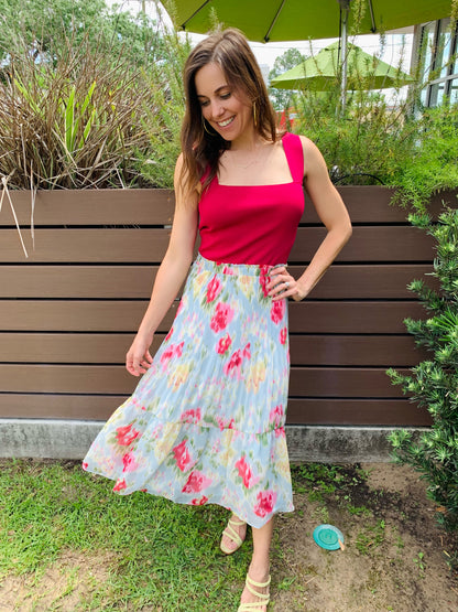 Ilaria Blue Floral Midi Skirt