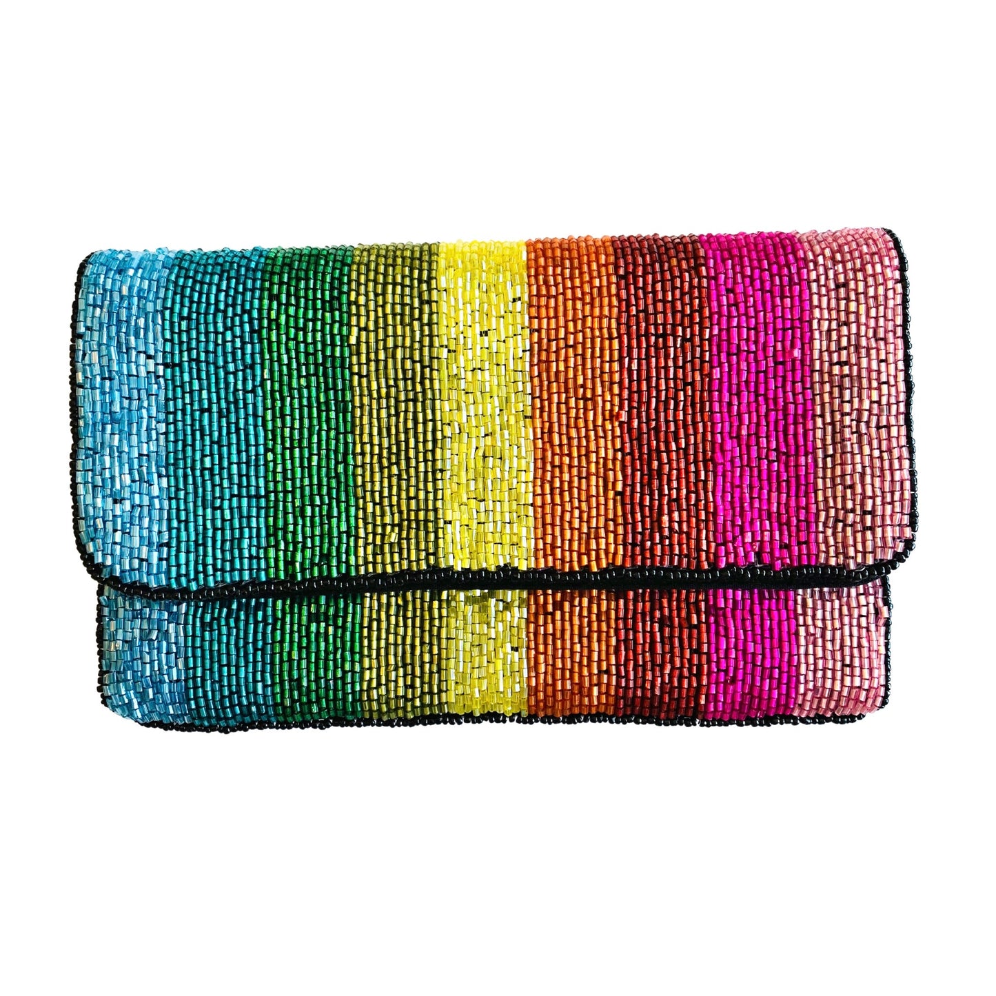 Rainbow Stripe Mini Beaded Bag