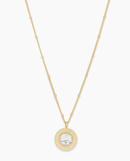 Power Gemstone Coin Necklace for Calming