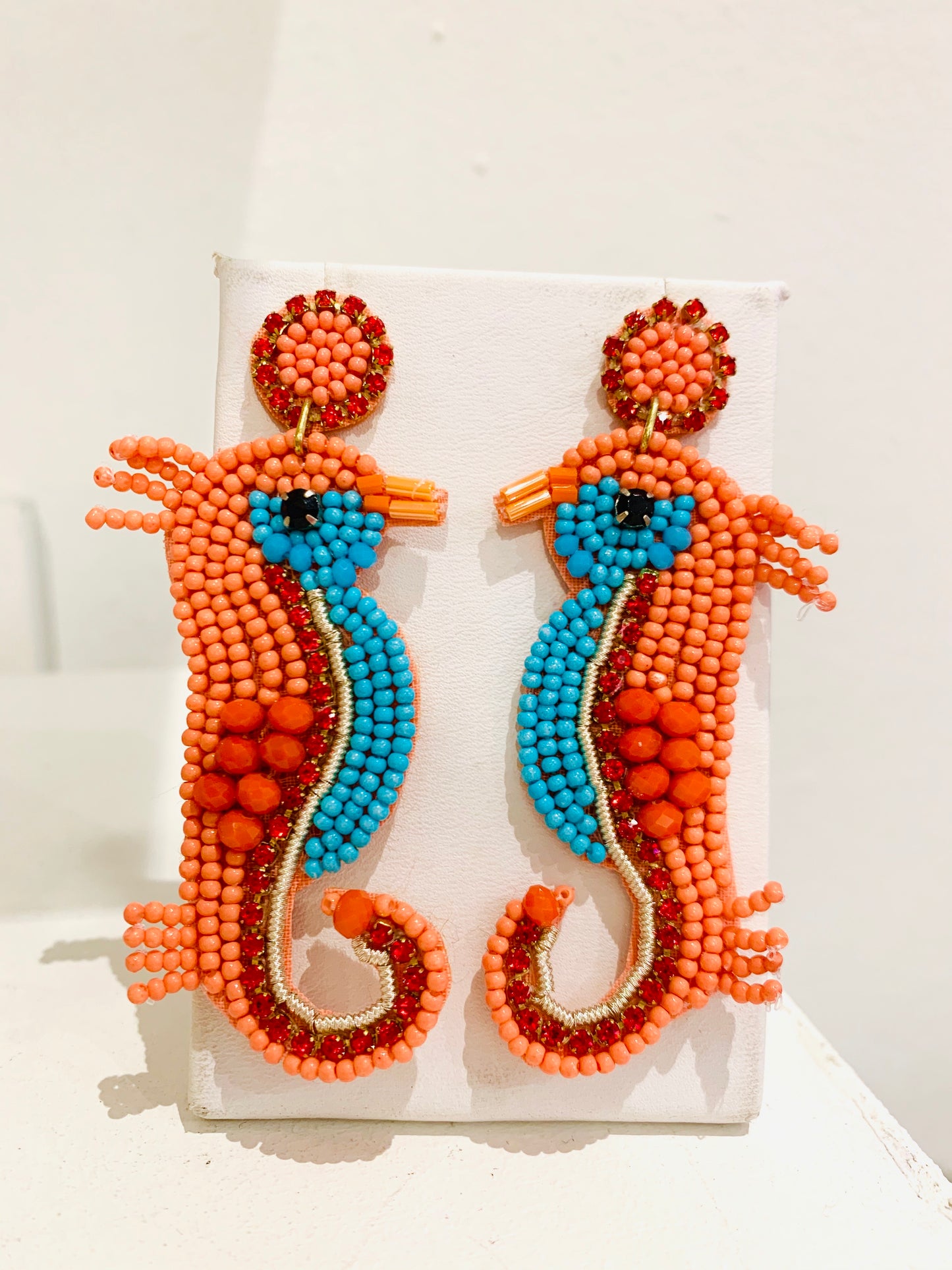 Coral Seahorse Earrings