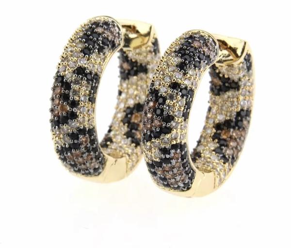 Leopard jewel hoops