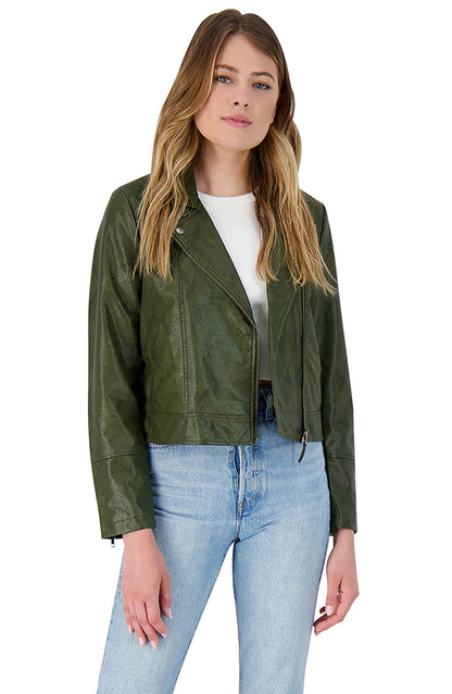 Army Green Snake Vegan Leather Jacket