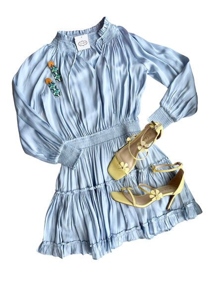 Light Blue L/S Layered Mini Dress