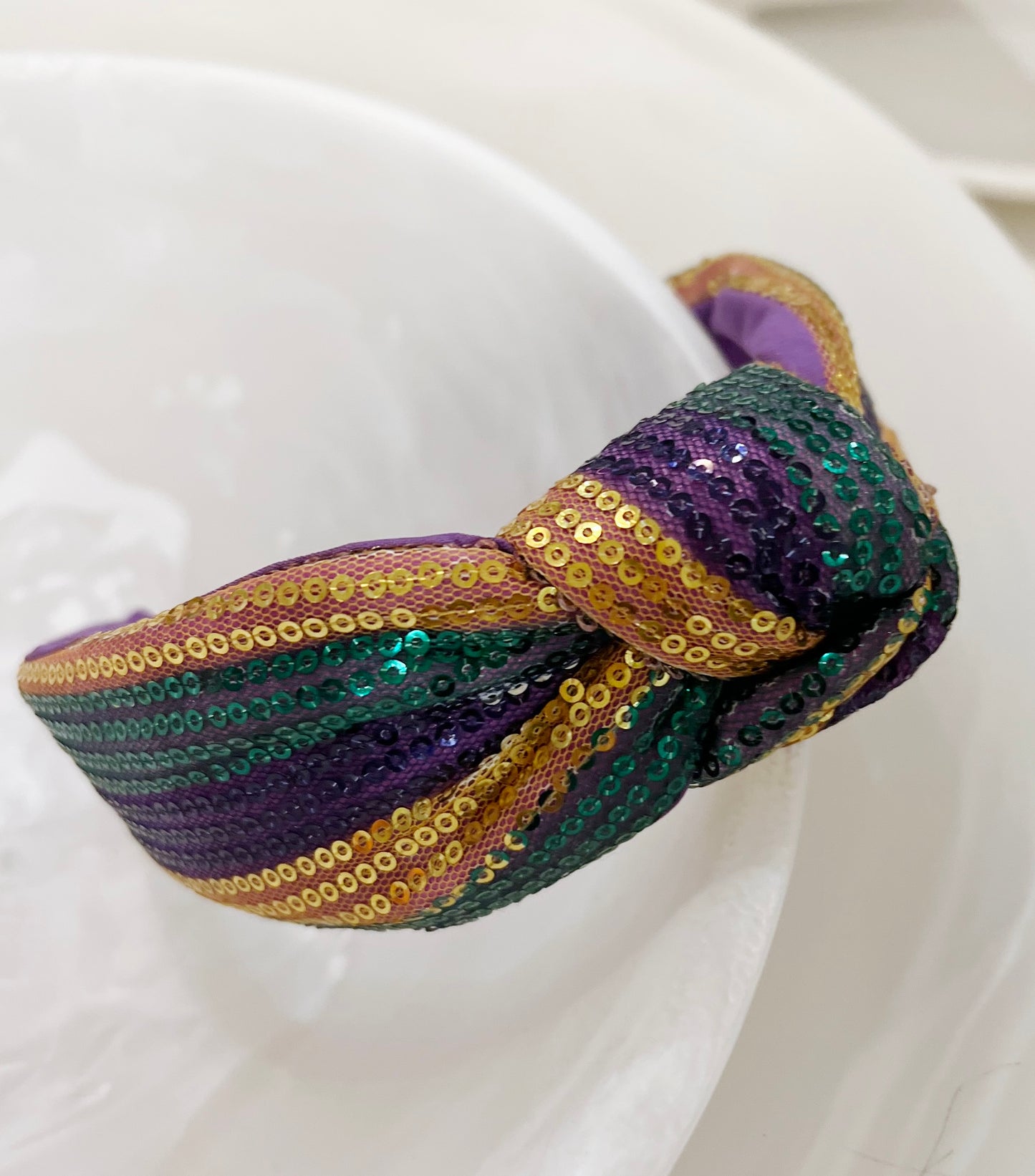 Mardi Gras Sequin Knot Headband