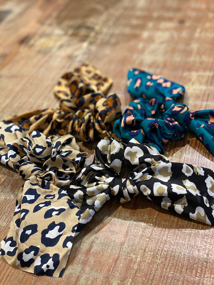 Silk Leopard Bow Scrunchie