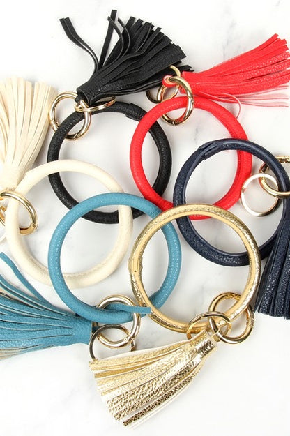 Leather Key Ring with Tassel